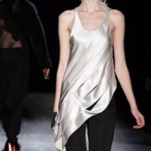 ALEXANDER WANG RUNWAY SILVER SILK CAMISOLE SIZE 6